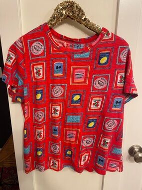 LOFT Red Multicolor Graphic Italian  Tee XL